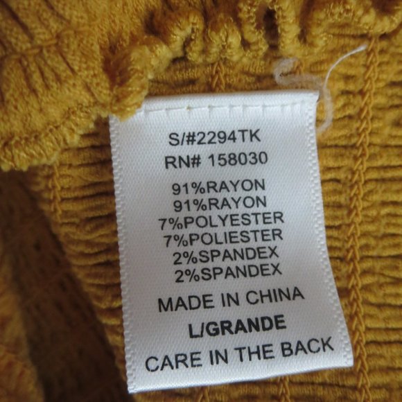 Lot 2 Smocked Lace-Up Front Crop Tops L Hot Kiss Love Tree L Red Yellow - Picture 7 of 7